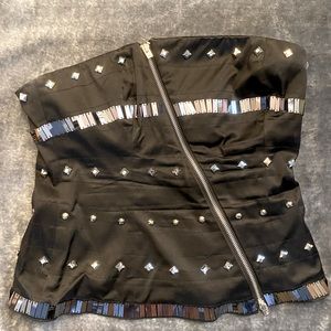 BEBE Sequin Studded Strapless Top